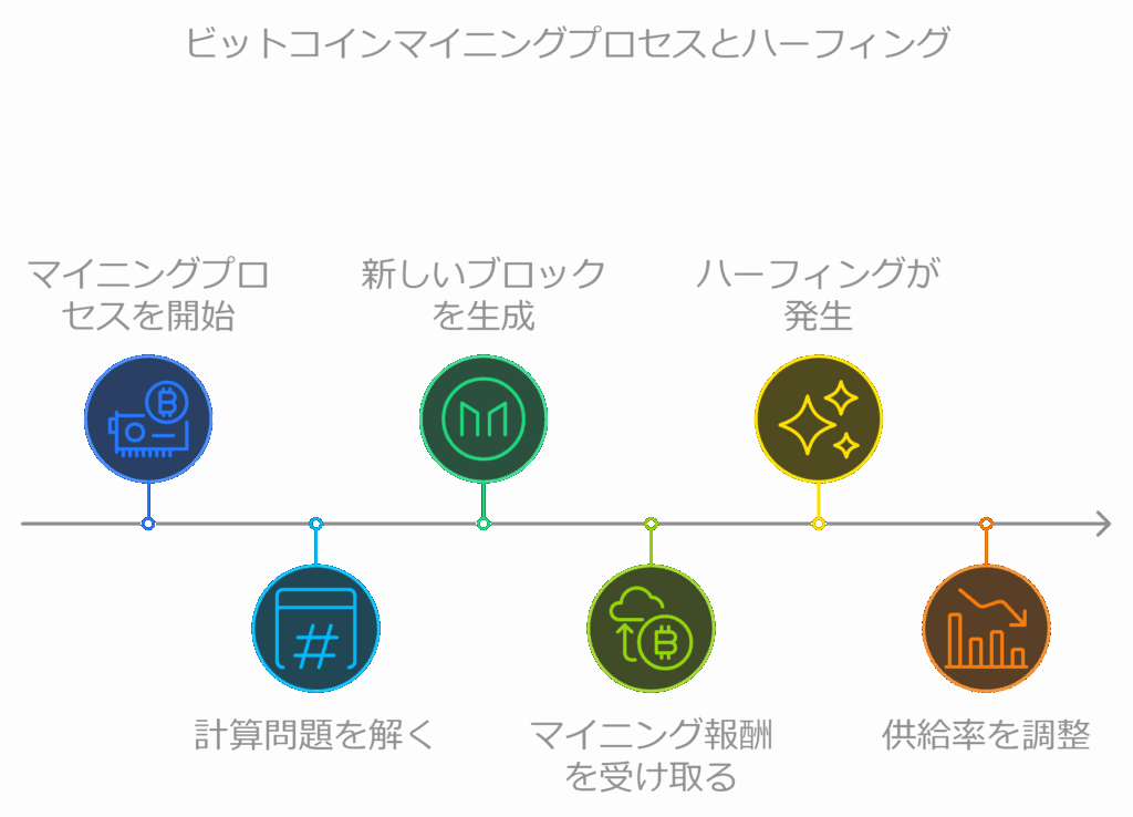 BTC(ビットコイン)マイニングプロセスとハーフィング