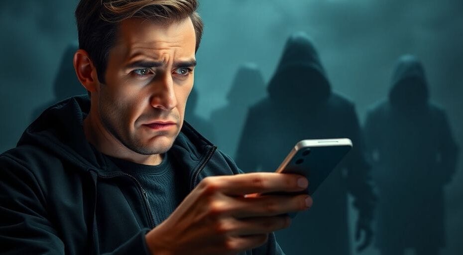 不安そうな市民と影のある人物たち