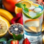 水と健康的なおやつのイメージ