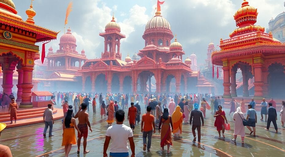 メタバースでのインドの祭りの鮮やかな風景