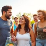 成功したダイエットのための仲間と活動する人々