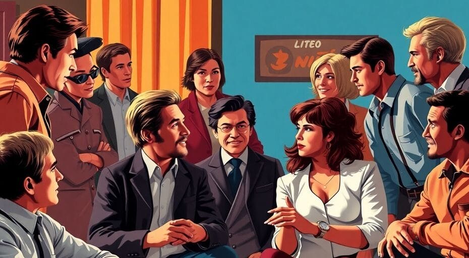 映画とドラマのキャラクターが会話するシーン