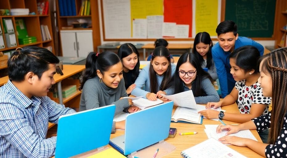 多様な学生が英語を学ぶ教室の風景