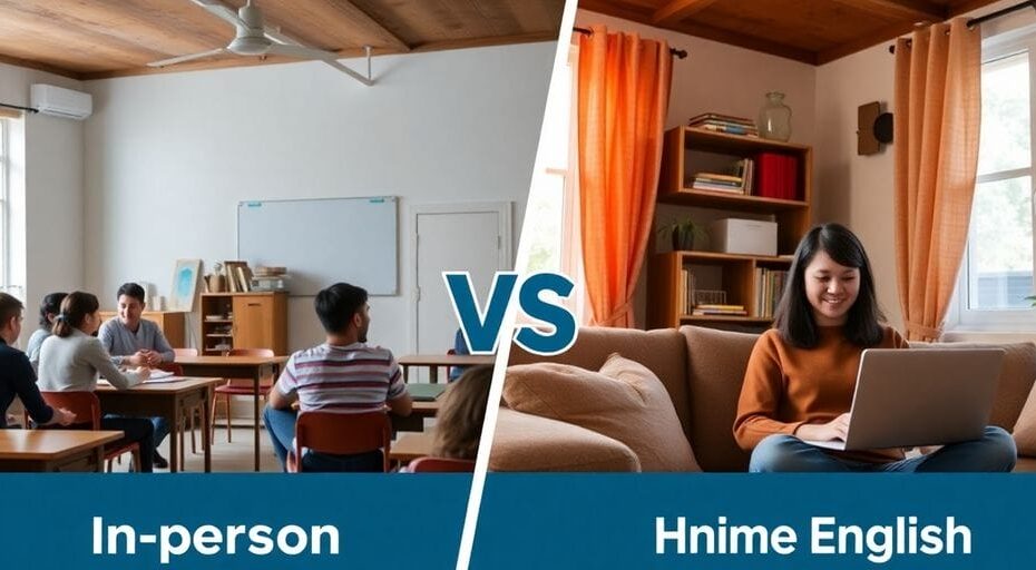 教室とオンラインレッスンの比較画像