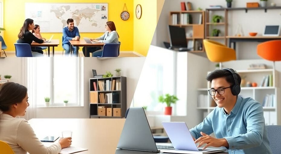 英会話スクールとオンラインレッスンのイメージ