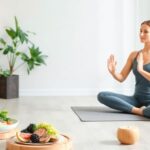 健康的な食事とリラックスした運動のシーン