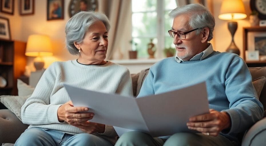 老後資金について話し合う高齢者のカップル