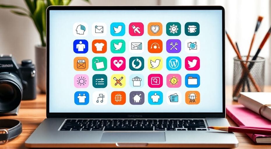 スキルシェアのアイコンがあるノートパソコンの写真