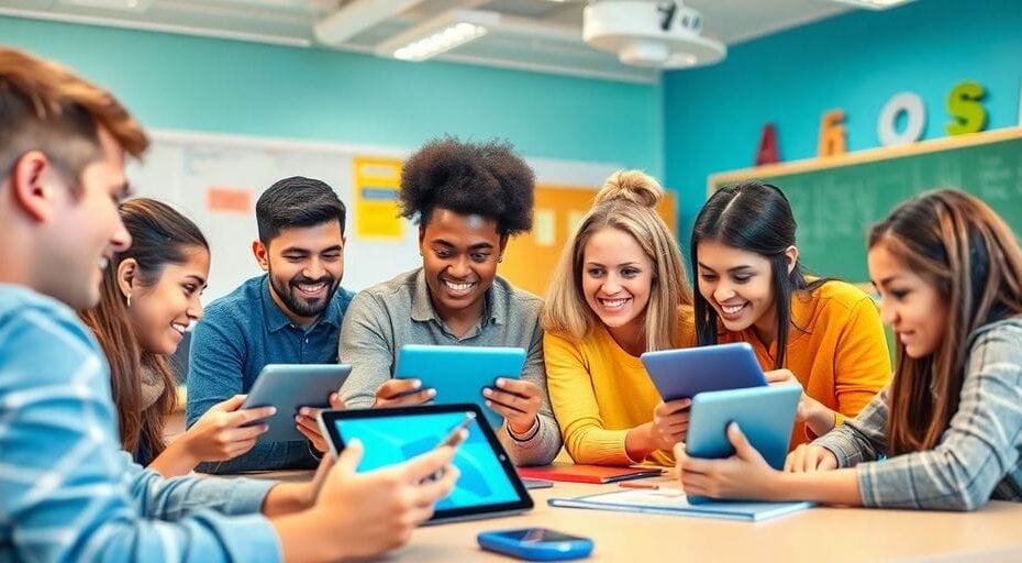 人気のAIツールを使用する人々のイラスト