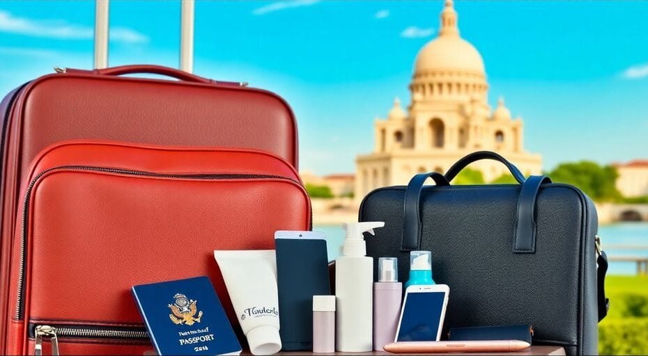 旅行必需品とトレンドのイメージ