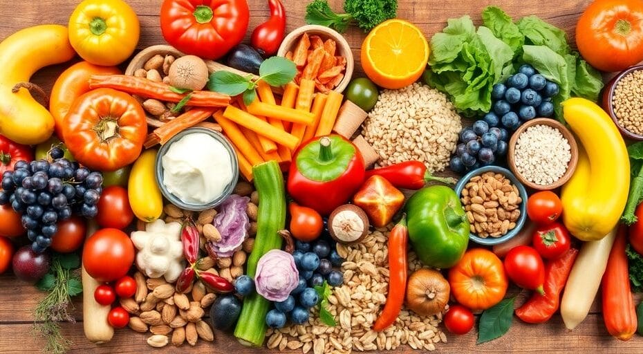 多様な食材が並んだ健康的な食卓