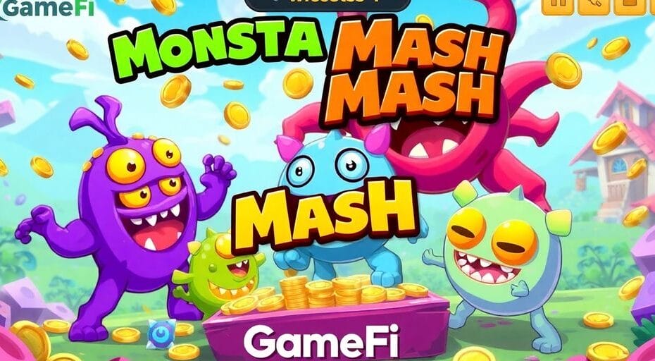 モンスターとコインが描かれたゲームのイラスト