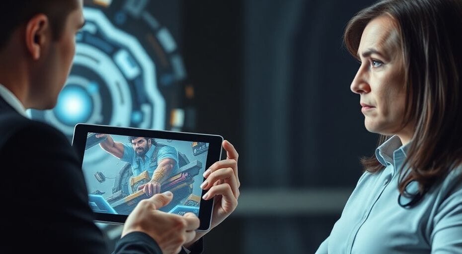 Two people negotiating over digital art and NFTs.