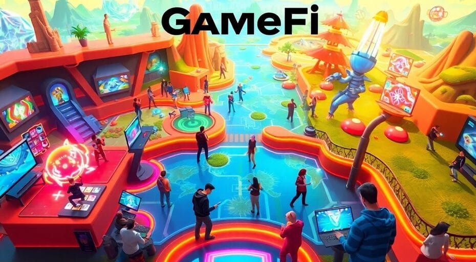 グローバルGameFiプラットフォームの未来的なイメージ