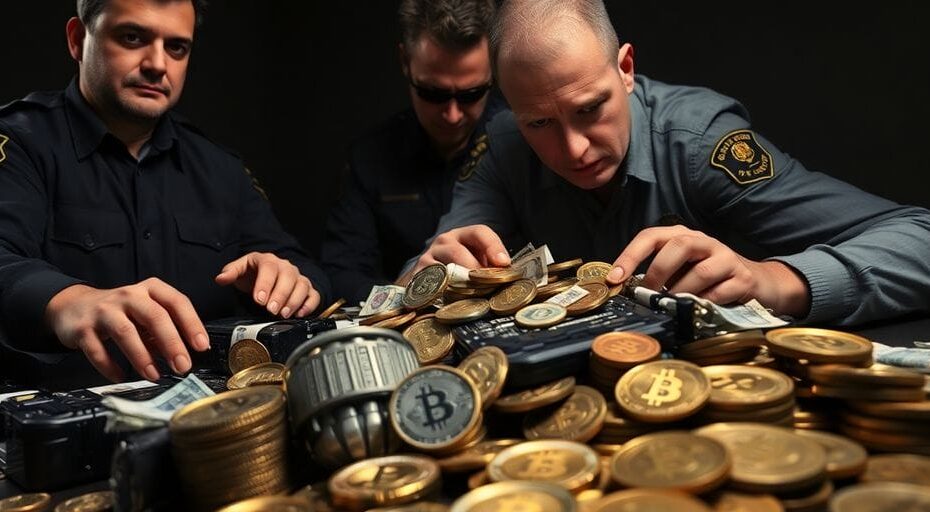 テロ資金関連の暗号通貨を押収する場面