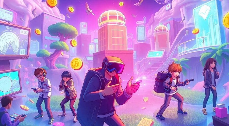 GameFiのキャラクターとデジタル環境のビジュアル