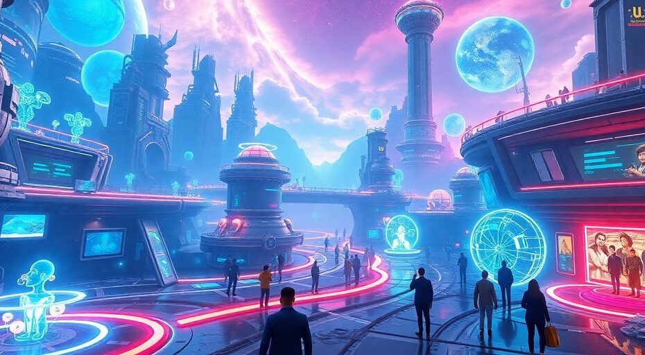 未来的な混合現実を表現する風景のイメージ