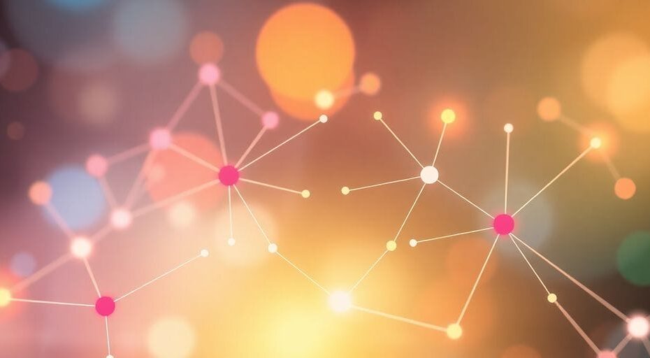 AI技術とLoRAの革新を示す抽象デザイン