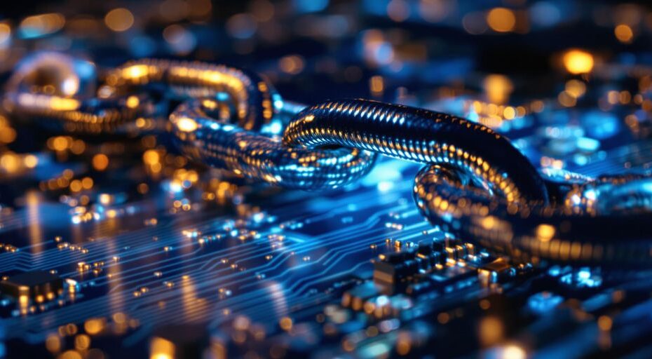 デジタル回路基板にリンクされた金属チェーン