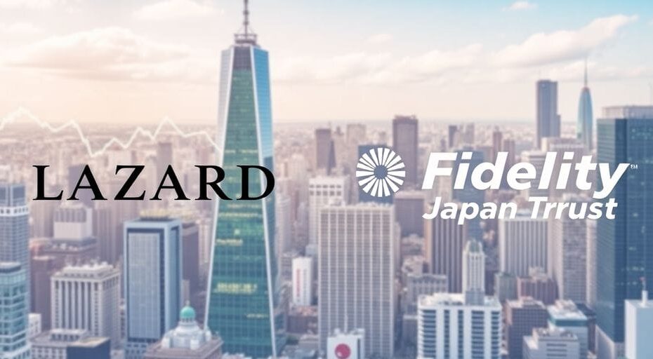 ラザードとフィデリティのロゴに金融シンボル