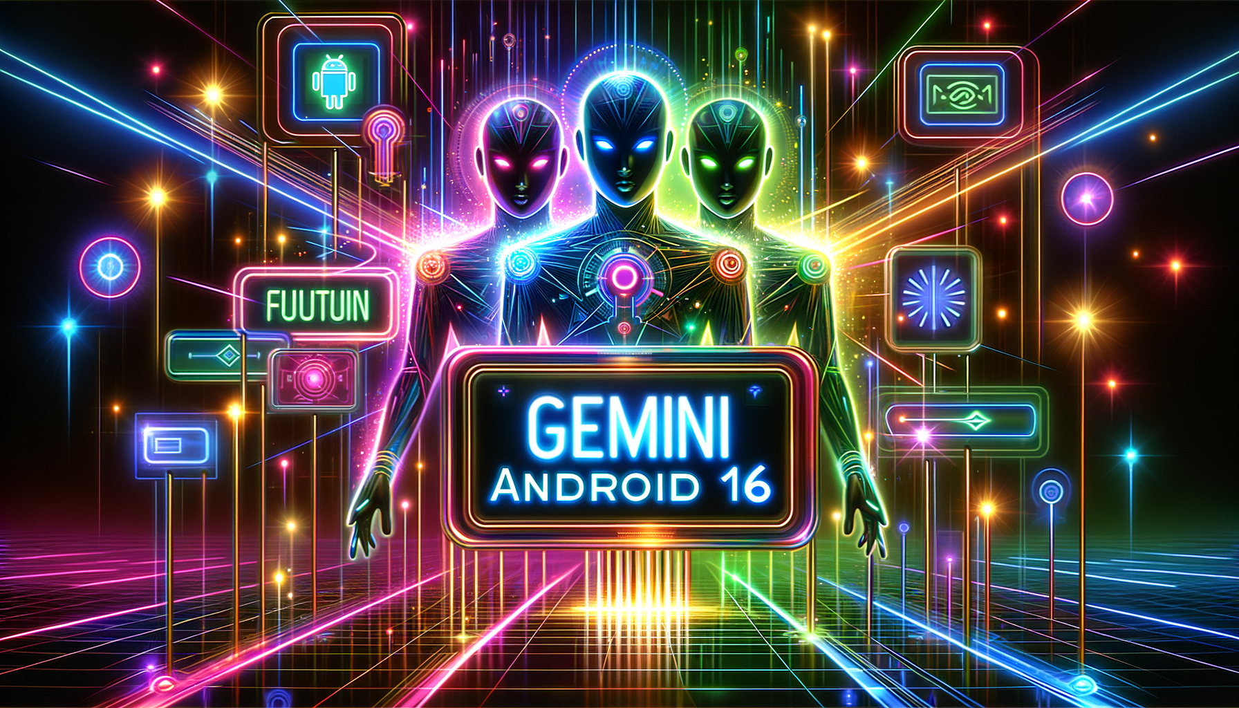 Eye-catching visual of Google I/O, Gemini, Android 16
and AI technology vibes