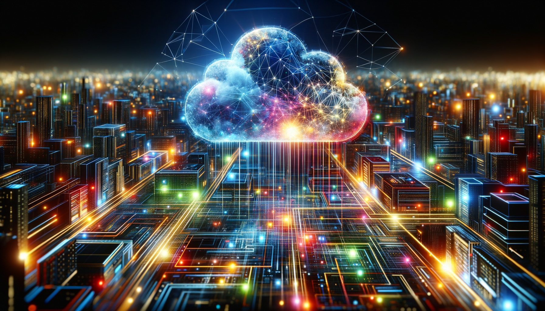 Eye-catching visual of cloud computing, cloud architecture, cloud training
and AI technology vibes