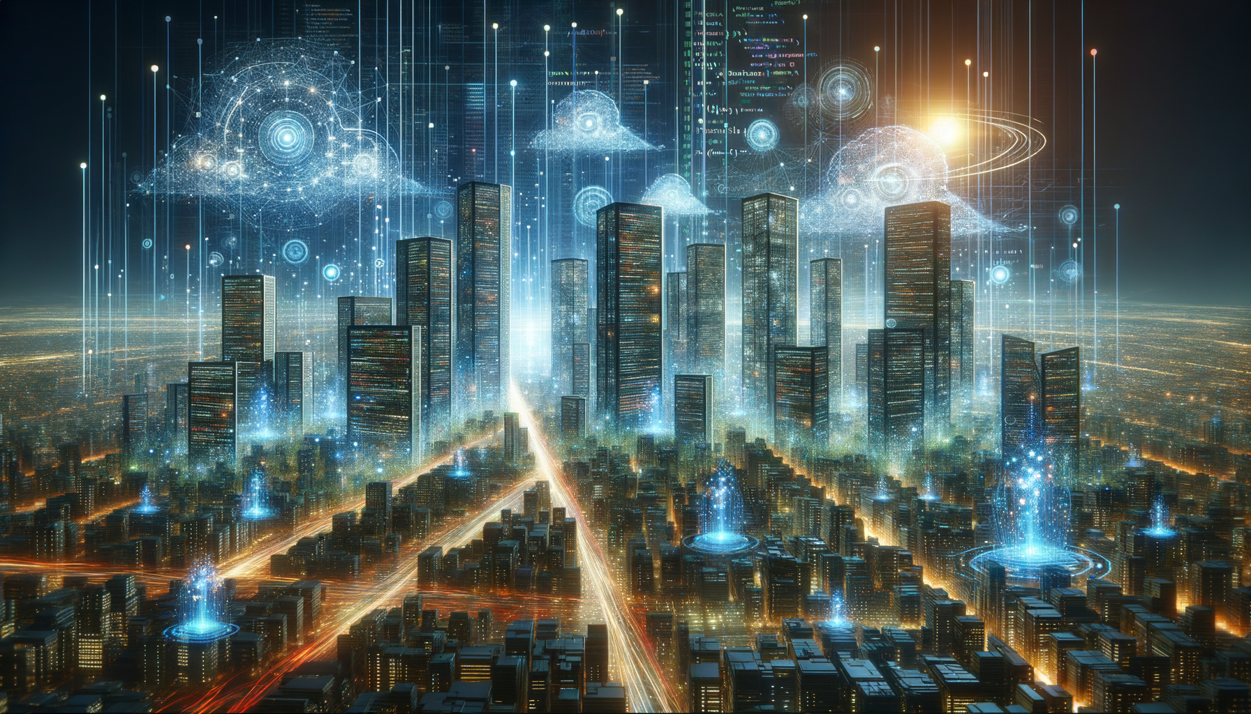 Eye-catching visual of Java, Enterprise Applications, Cloud Computing and AI technology vibes