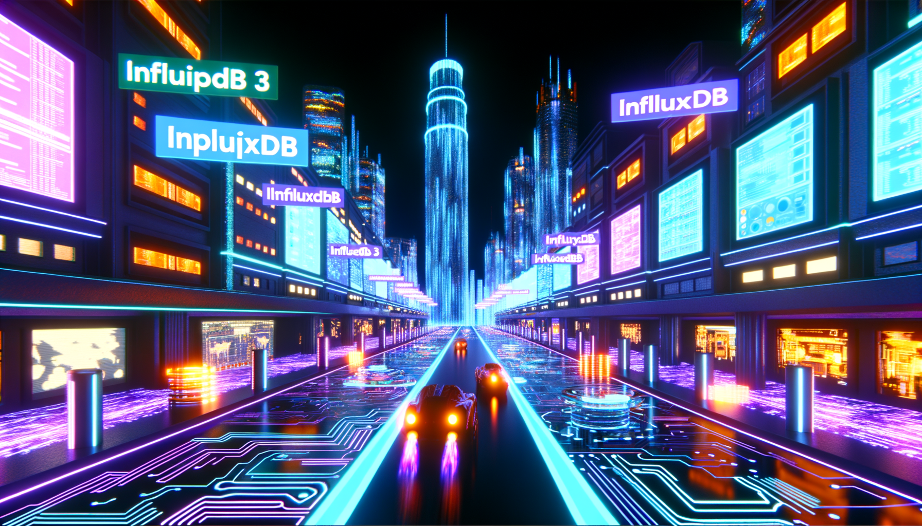 Future potential of InfluxDB 3, time series database, real-time data processing
represented visually