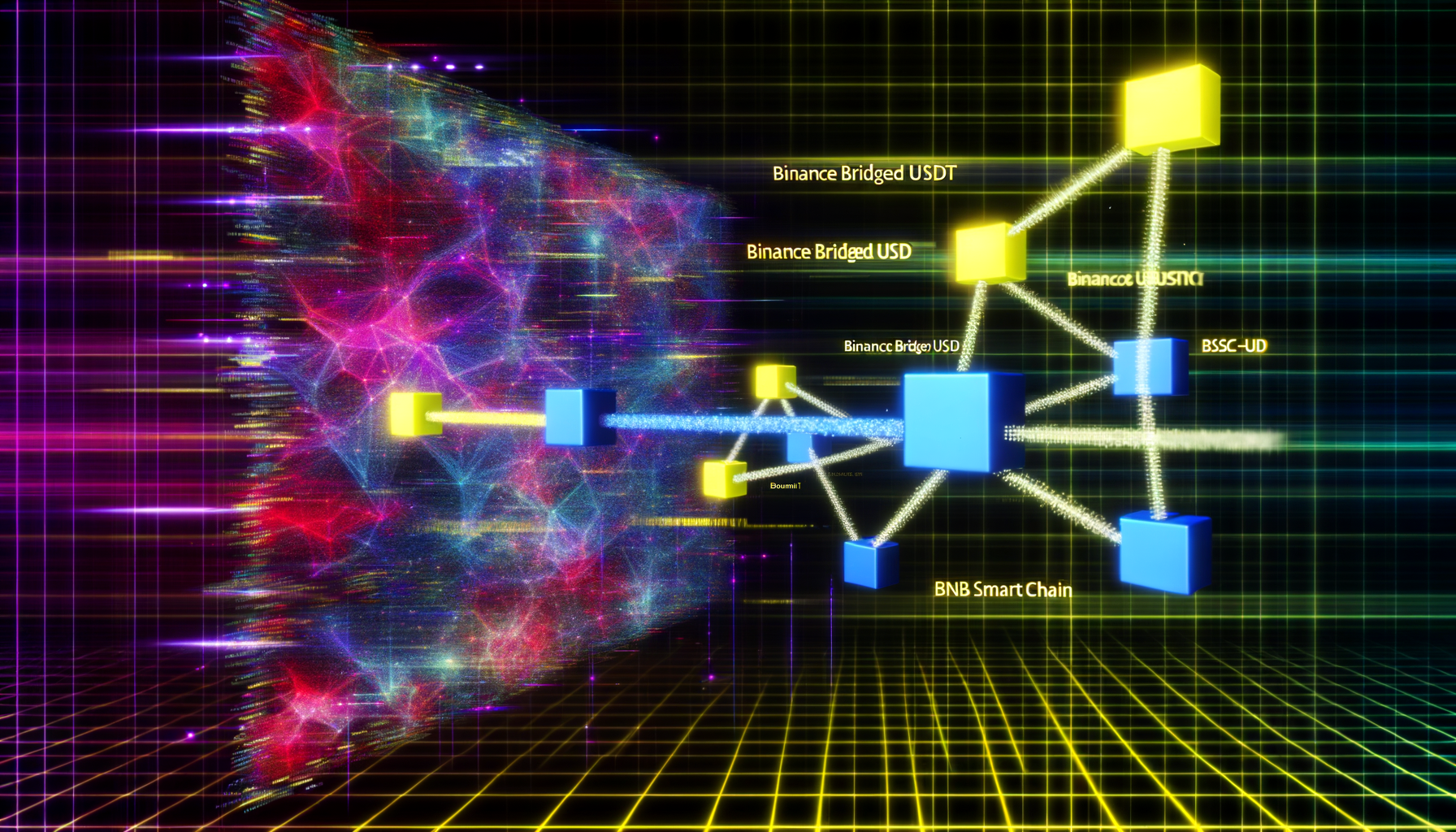 Binance Bridged USDT (BNB Smart Chain) BSC-USD technology and blockchain network illustration