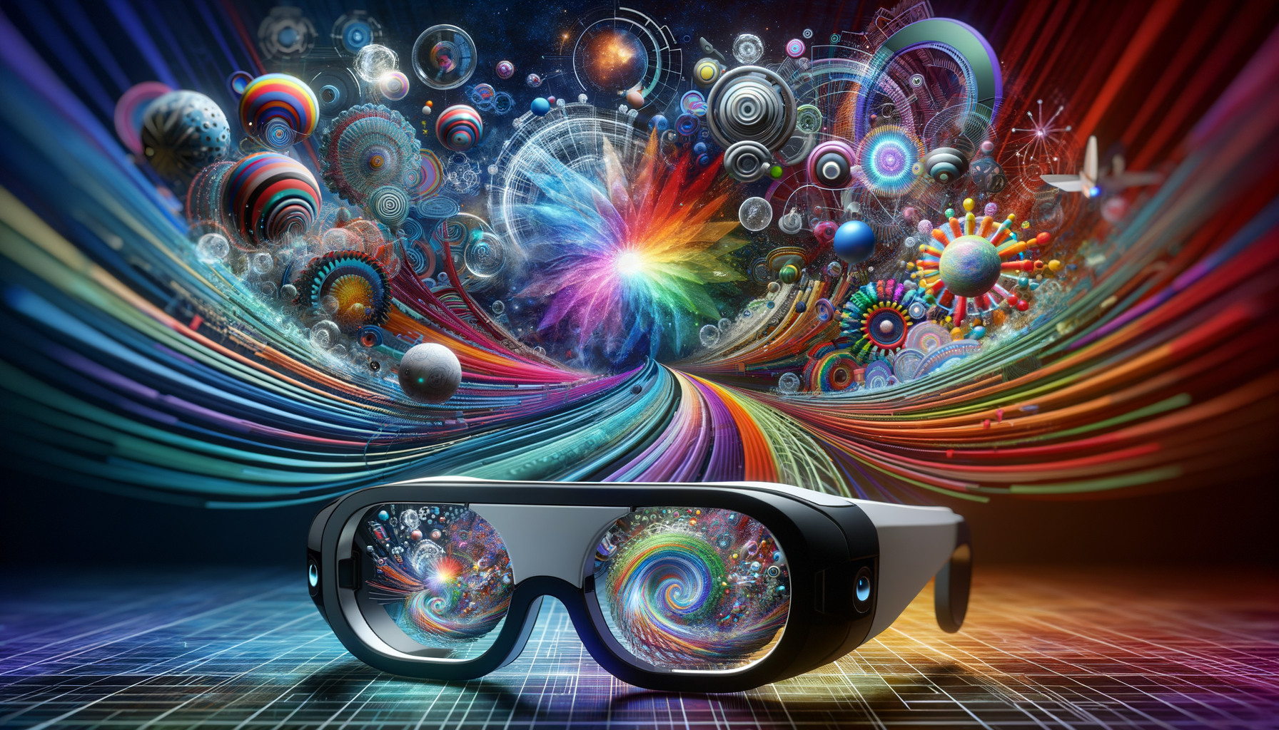 Eye-catching visual of augmented reality, smart glasses, Alexa Fund
and Metaverse vibes