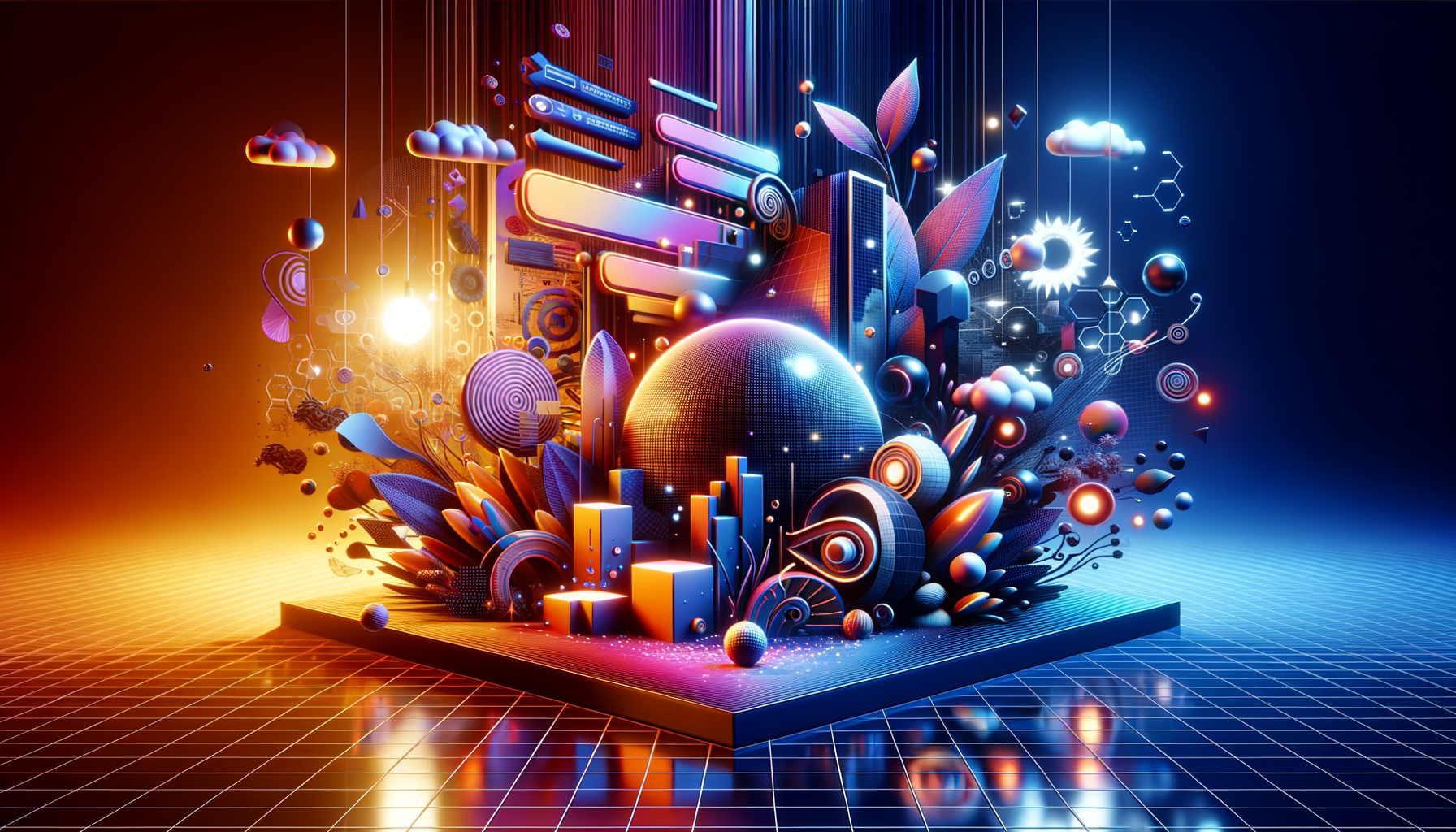 Eye-catching visual of 3D Web, metaverse, web standards and Metaverse vibes