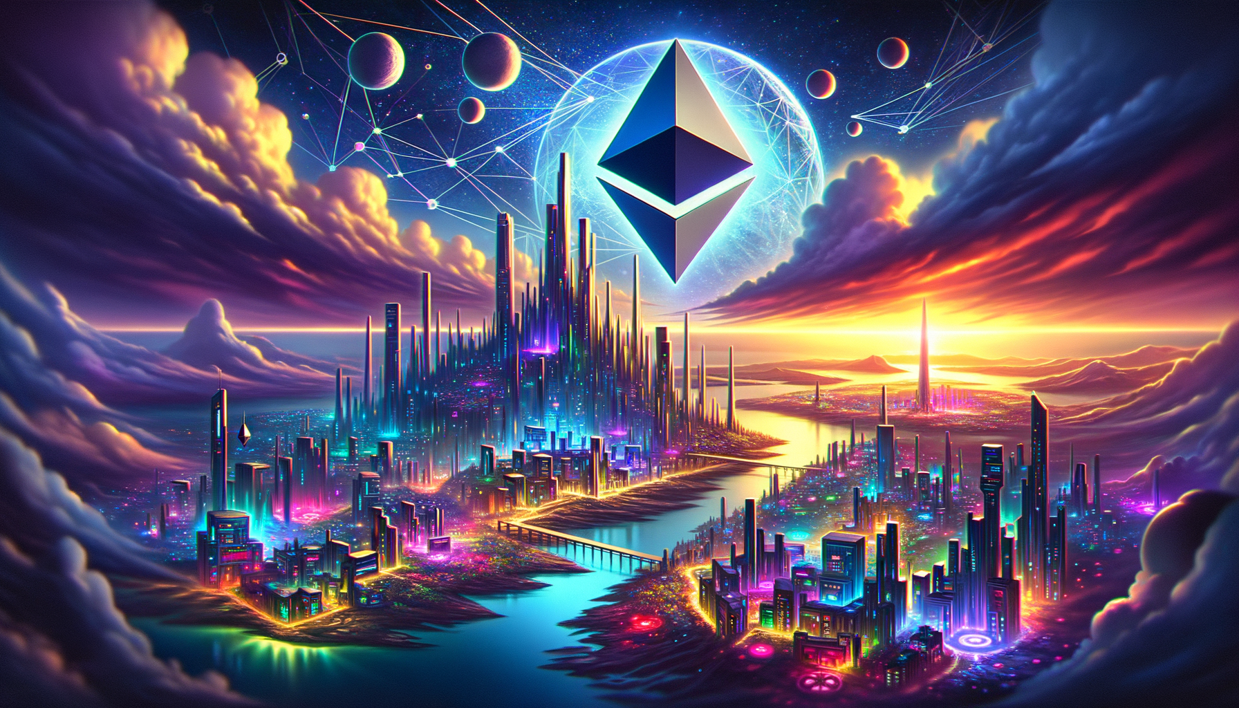 Eye-catching visual of Ethereum, Nifty Island, social game
and Metaverse vibes