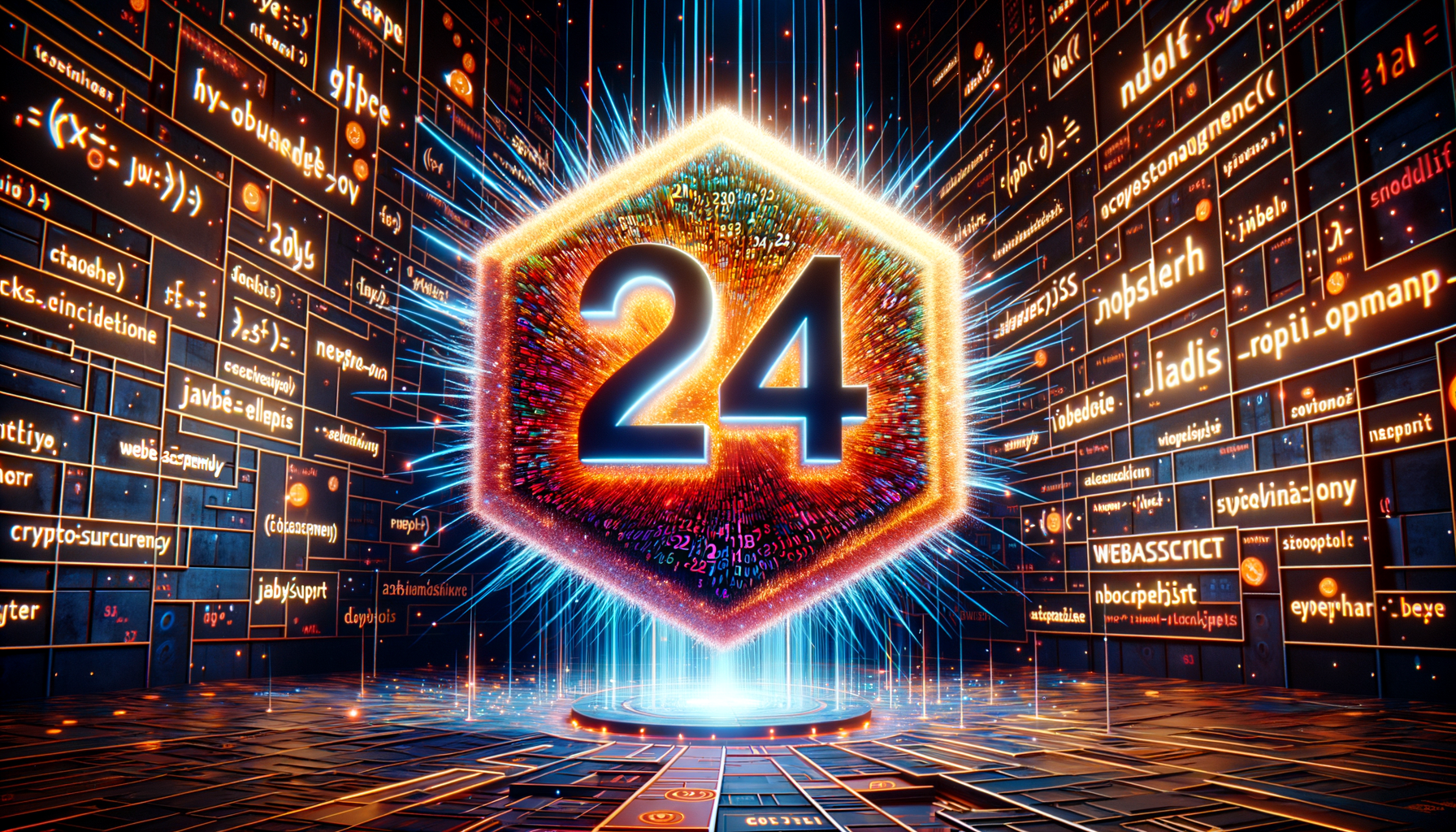 Eye-catching visual of Node.js 24, JavaScript runtime, WebAssembly
and AI technology vibes