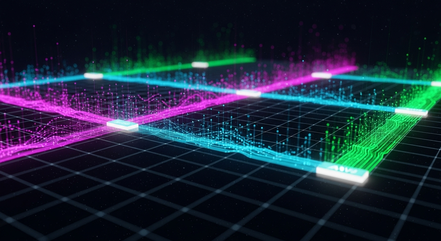 AAVE technology and blockchain network illustration