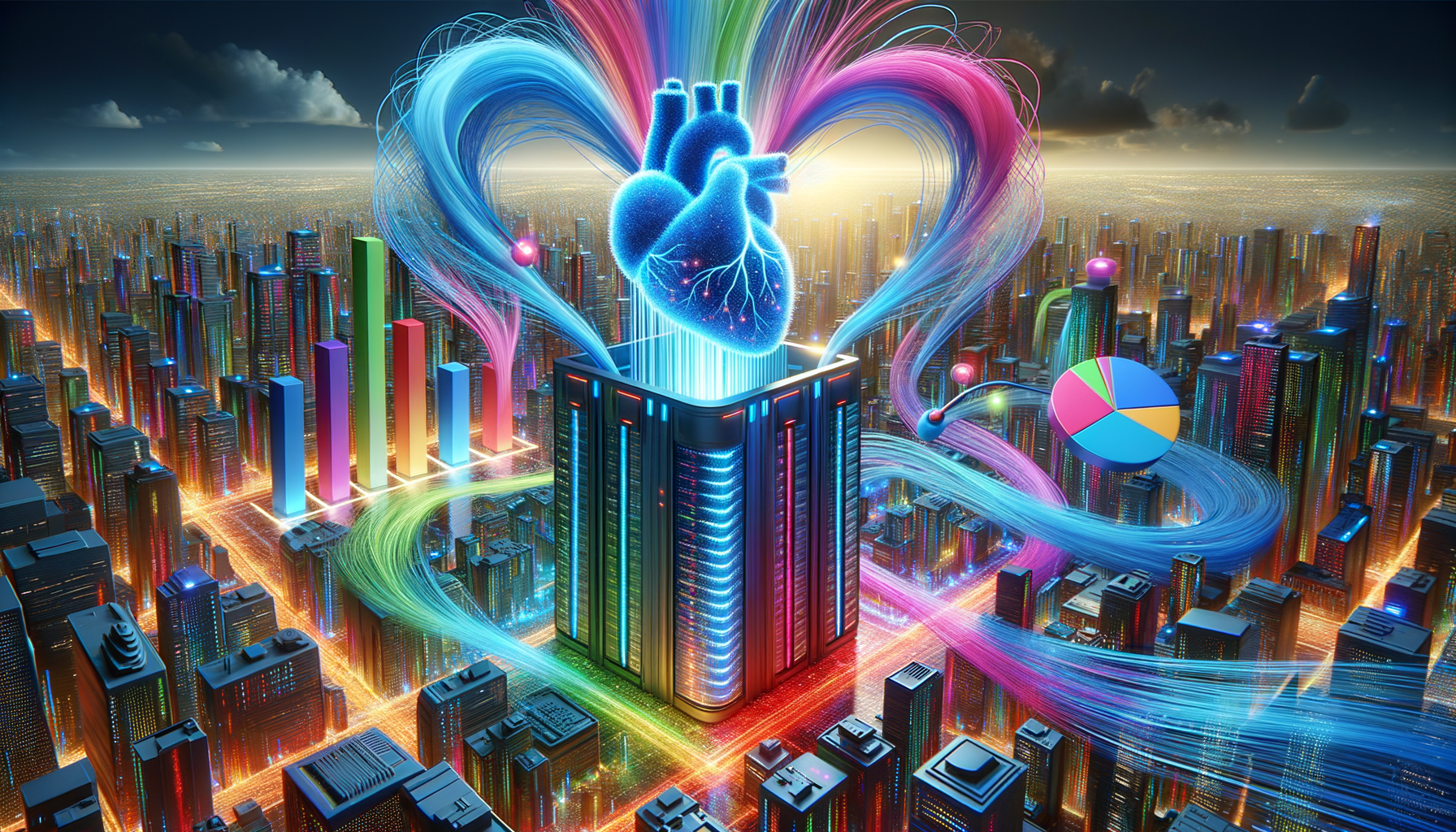 Eye-catching visual of cloud computing, cloud costs, finops and AI technology vibes