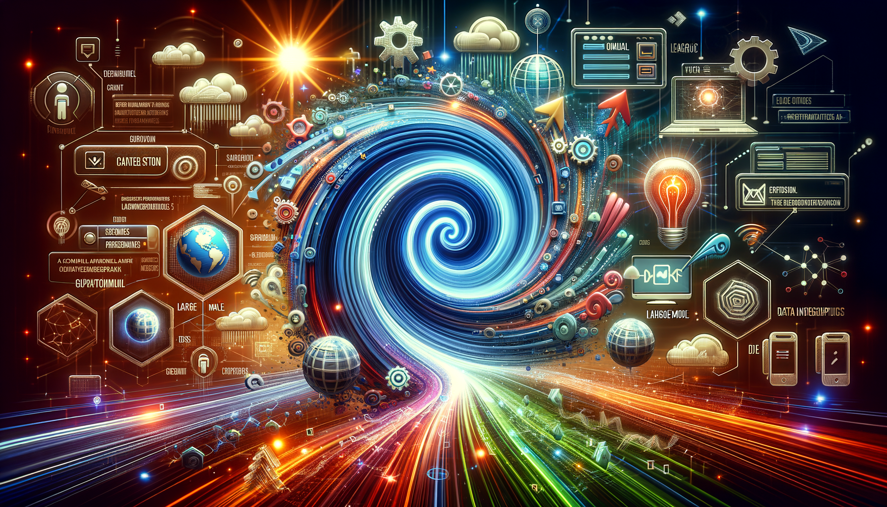 Eye-catching visual of Slack API, Large Language Models, data privacy and AI technology vibes