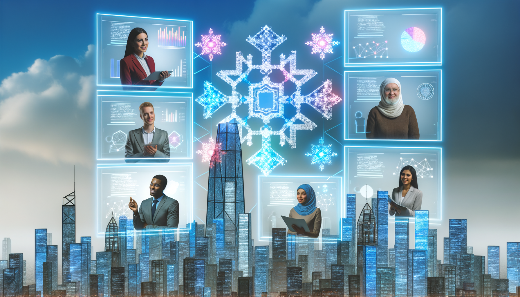 Future potential of Snowflake, data warehouse, data scientists
represented visually
