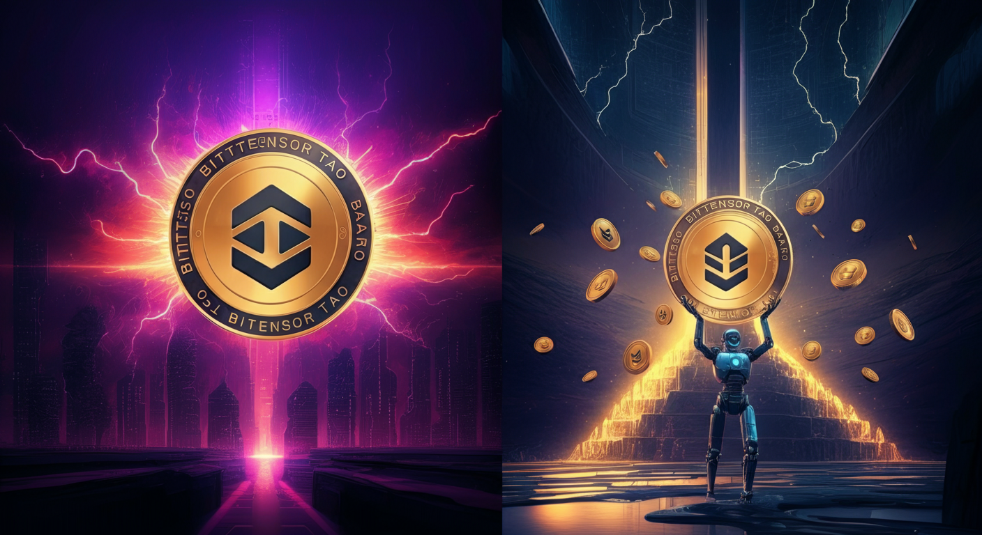 Eye-catching visual of Bittensor TAO and cryptocurrency vibes
