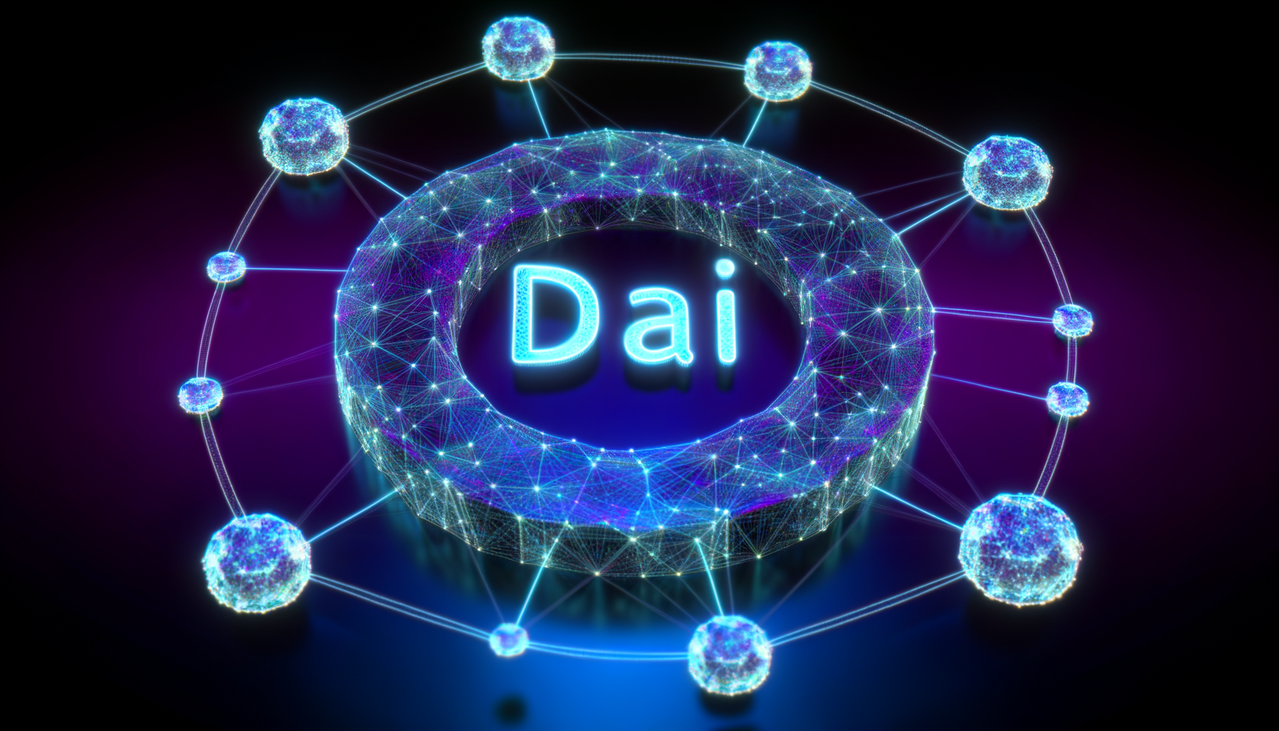 DAI technology and blockchain network illustration