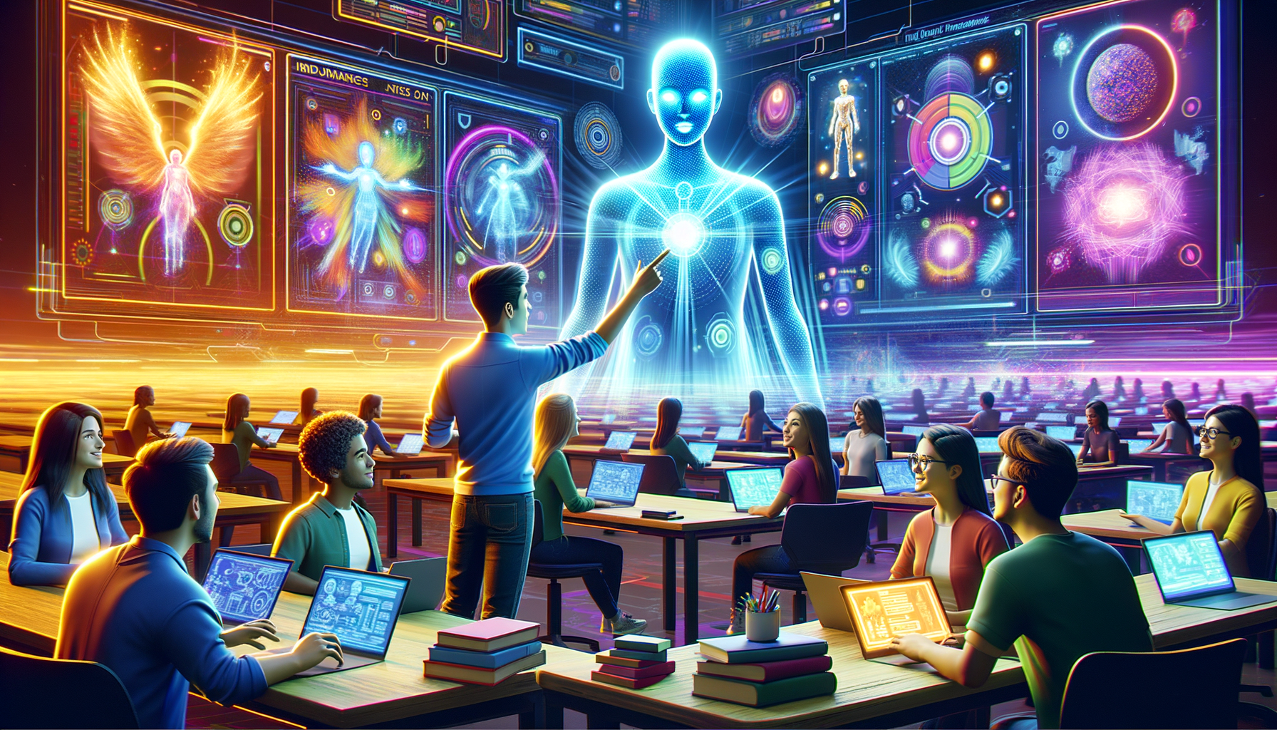 Eye-catching visual of AI, immersive learning, training and development and Metaverse vibes