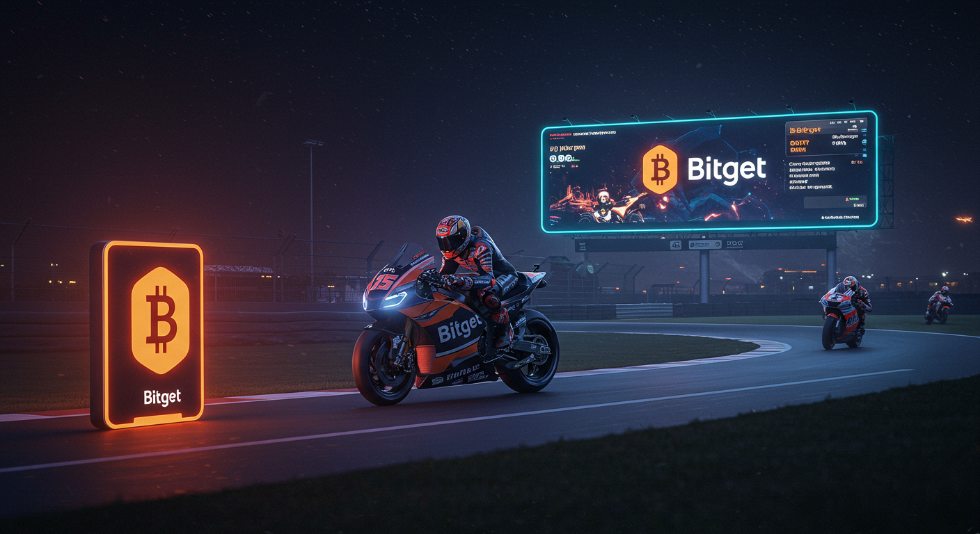 Eye-catching visual of Bitget, MotoGP, cryptocurrency
and Metaverse vibes