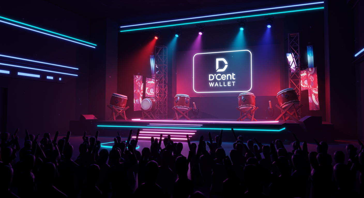Eye-catching visual of D'CENT Wallet, Taiko, Web3 platform and Metaverse vibes