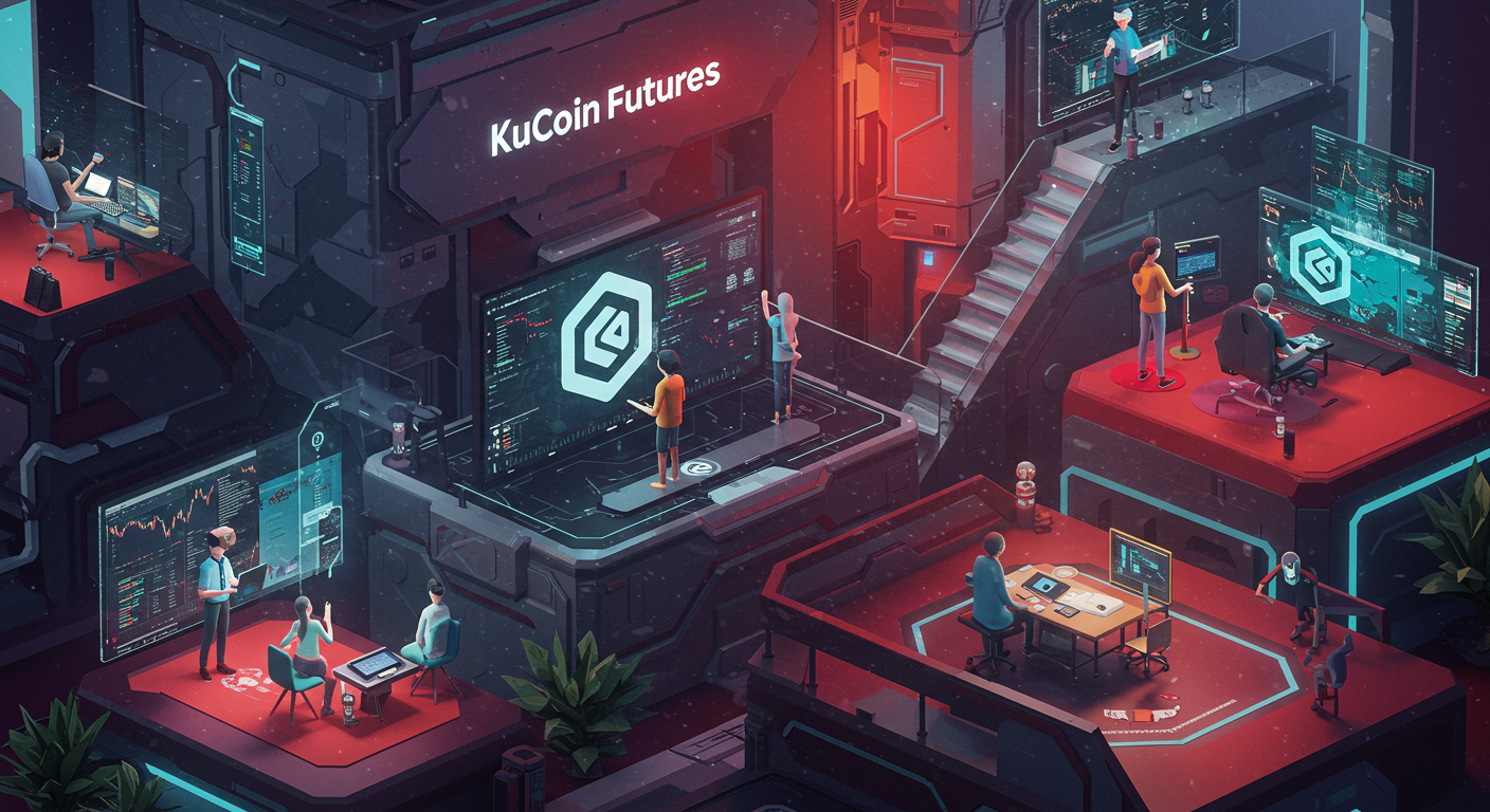 Eye-catching visual of KuCoin Futures, affiliate engagement, Web3 ecosystem and Metaverse vibes