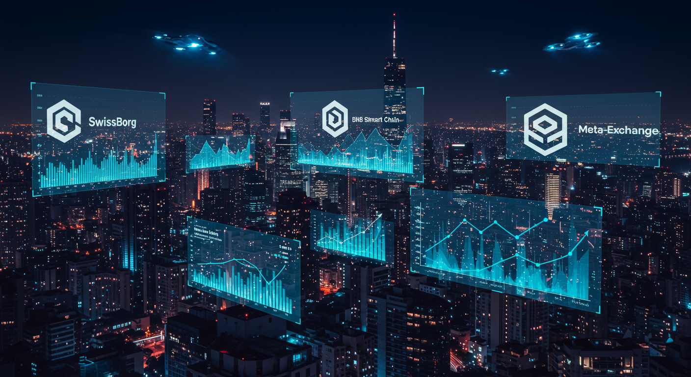 Future potential of SwissBorg, BNB Smart Chain, Meta-Exchange
represented visually