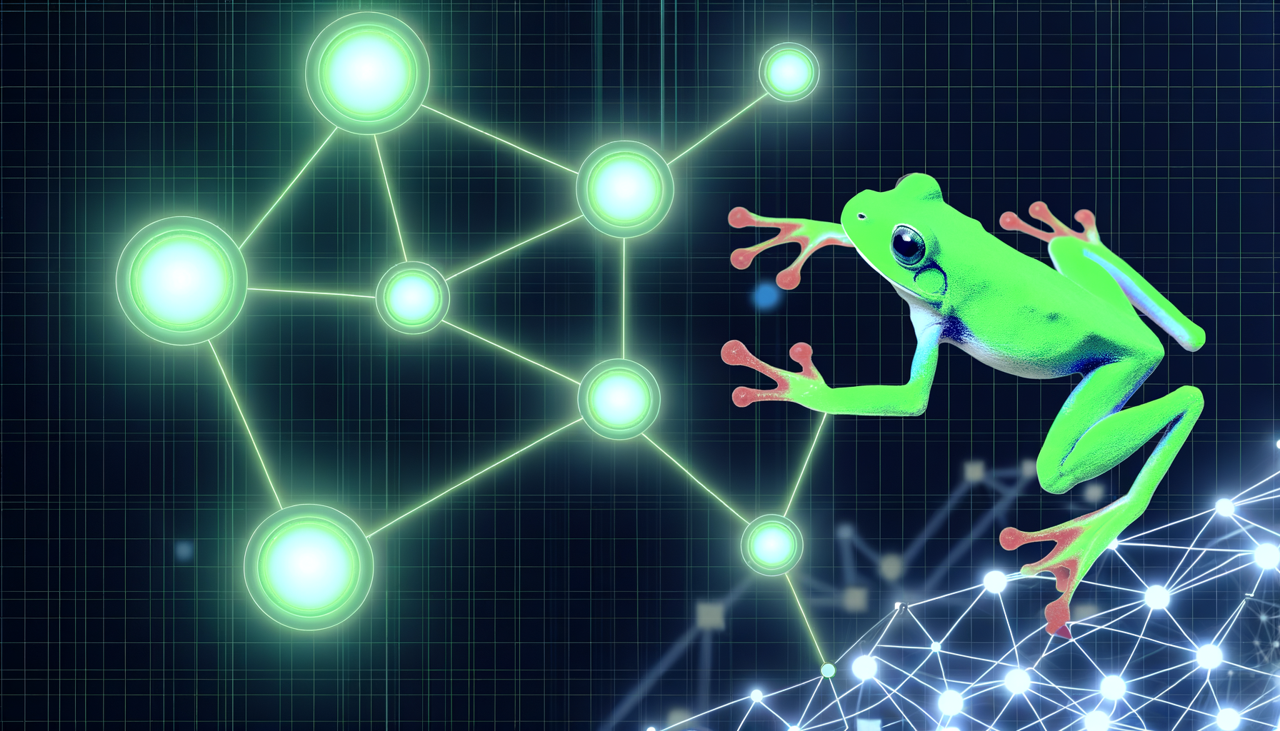 Pepe PEPE technology and blockchain network illustration