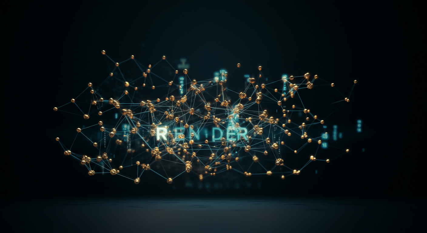 Render RENDER technology and blockchain network illustration