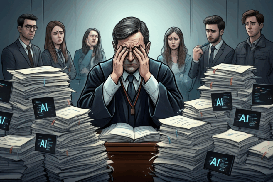 a man sitting at a desk with a pile of papers