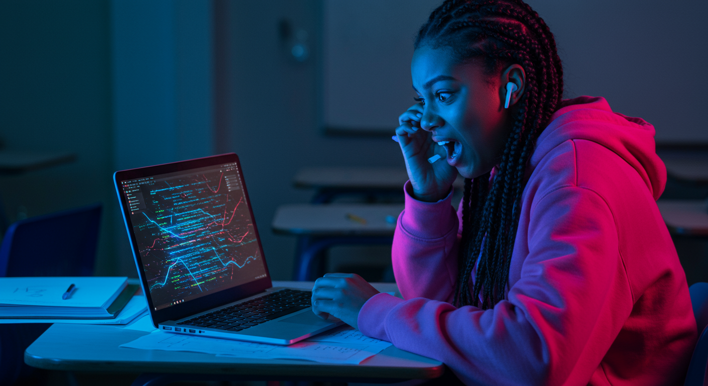 Eye-catching visual of AI, cheating, universities
and AI technology vibes