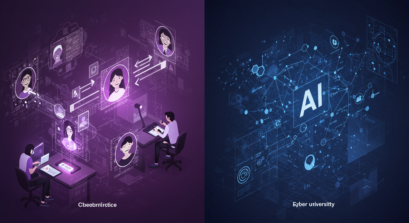 Future potential of AI, cheating, universities
represented visually