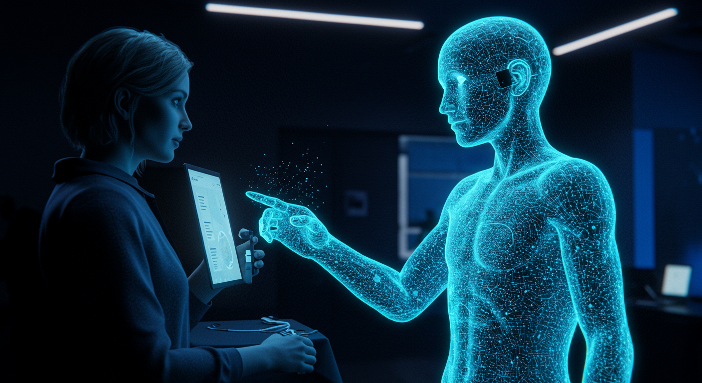 Eye-catching visual of AI agents, customer experience, generative AI and AI technology vibes